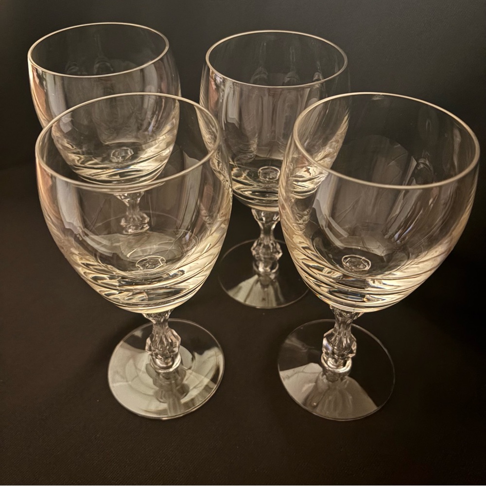 Tiffin Churchill Crystal Goblets Set of 4 Apple Core Stem Vintage - Picture 2 of 6